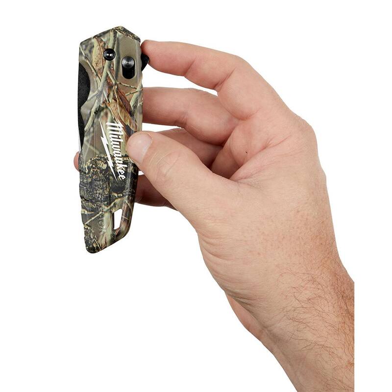 Milwaukee FASTBACK Camo Stainless Steel Spring Assisted Folding Knife with 2.95 in. Blade with Compact Knife Sharpener (2-Piece) - 48-22-1535-48-22-1590