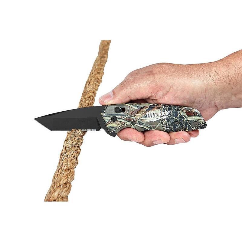 Milwaukee FASTBACK Camo Stainless Steel Spring Assisted Folding Knife with 2.95 in. Blade with Compact Knife Sharpener (2-Piece) - 48-22-1535-48-22-1590