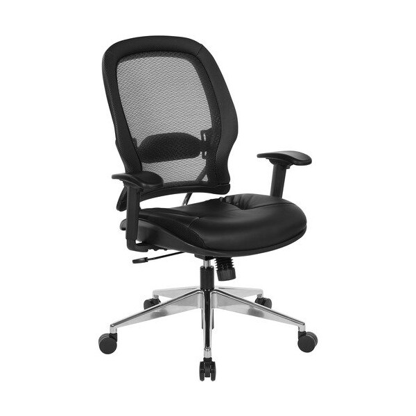 Osp Furniture Chair, MeshBack/LeatherSeat, 32inx13inx26in, BK - OSP335E37P918P