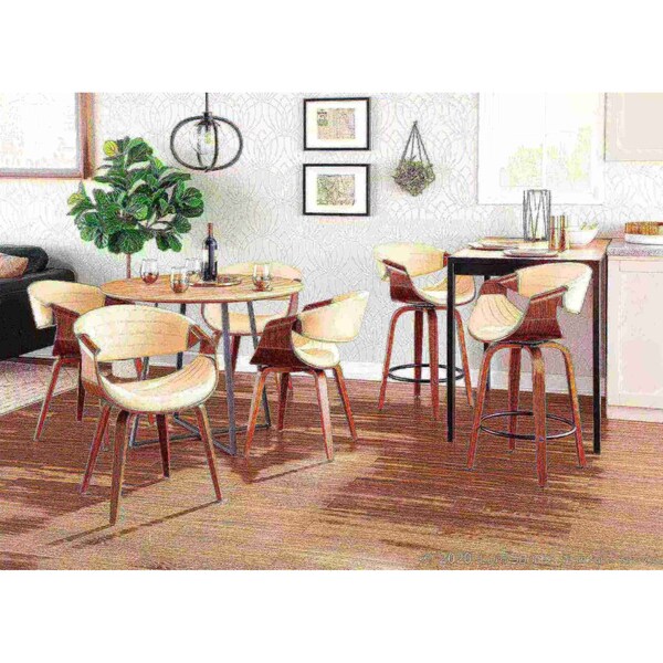Lumisource Symphony Dining/accent Chair in Walnut Wood and Cream Faux Leather - CH-SYMP WLCR