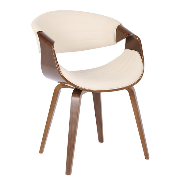 Lumisource Symphony Dining/accent Chair in Walnut Wood and Cream Faux Leather - CH-SYMP WLCR