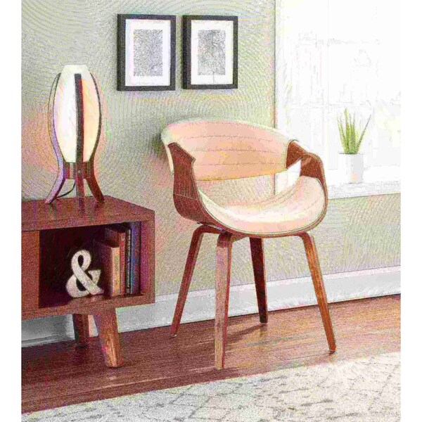 Lumisource Symphony Dining/accent Chair in Walnut Wood and Cream Faux Leather - CH-SYMP WLCR