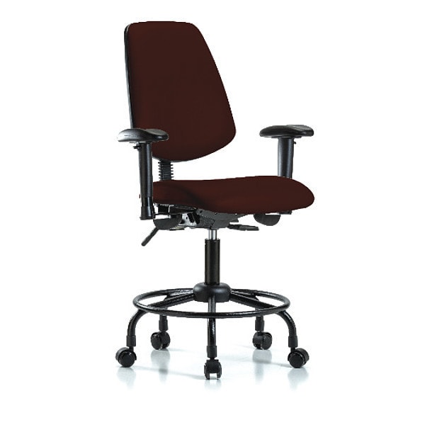 Blue Ridge Ergonomics Medium Bench Chair Adjustable Arms, 23" to 31" Height, Vinyl, Burgundy - BR-VMBCH-MB-RT-T0-A1-RC-8569