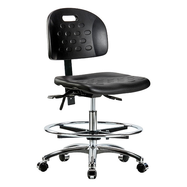 Zoro Select Medium Bench Chair Ergonomic Chair, No Arms, 20-1/2" to 28" Height, Polyurethane, Black - BR-HPMBCH-CR-T1-A0-CF-CC-BLK