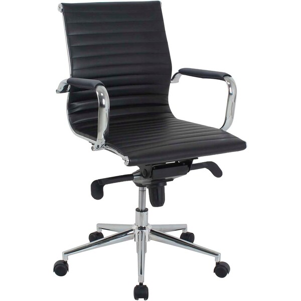 Global Industrial Bonded Leather Conference Chair, Black - 695503-AM