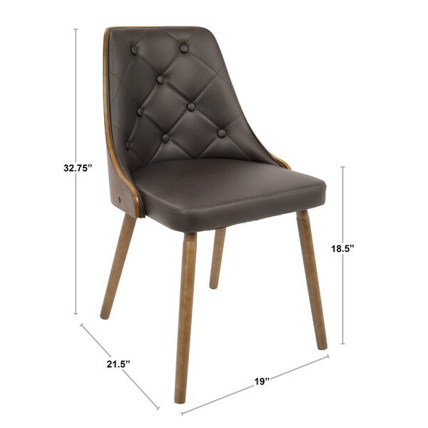 Lumisource Gianna Dining/Accent Chair in Walnut with Brown Faux Leather - CH-JY-GNN WL+BN