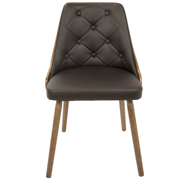 Lumisource Gianna Dining/Accent Chair in Walnut with Brown Faux Leather - CH-JY-GNN WL+BN