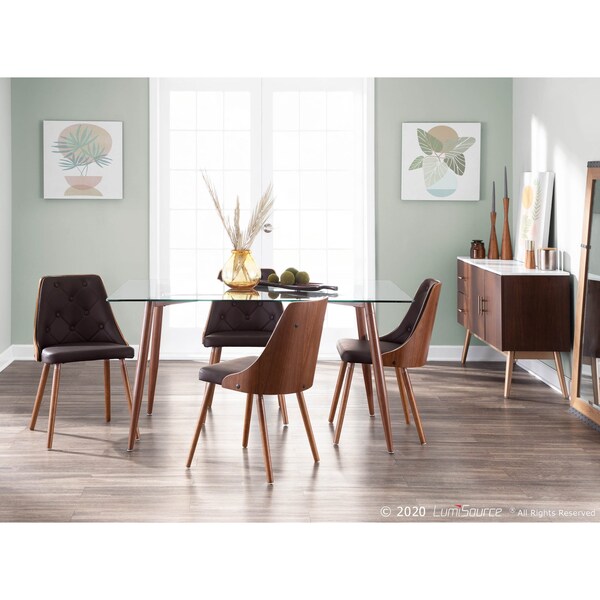 Lumisource Gianna Dining/Accent Chair in Walnut with Brown Faux Leather - CH-JY-GNN WL+BN