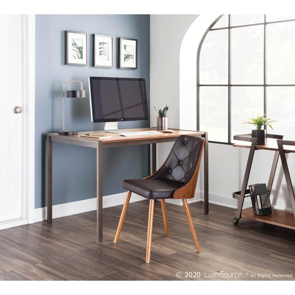 Lumisource Gianna Dining/Accent Chair in Walnut with Brown Faux Leather - CH-JY-GNN WL+BN