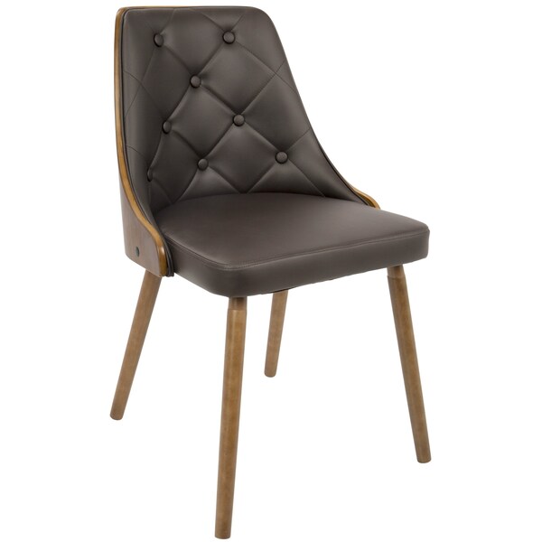 Lumisource Gianna Dining/Accent Chair in Walnut with Brown Faux Leather - CH-JY-GNN WL+BN