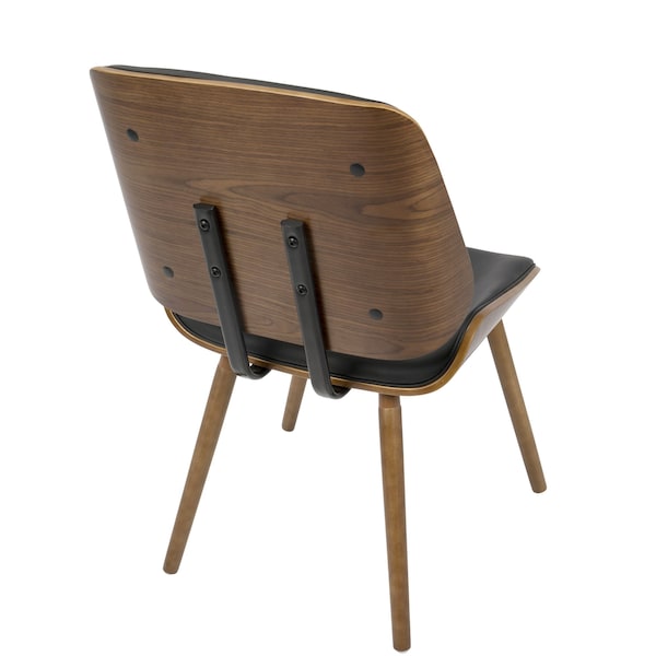 Lumisource Lombardi Dining/Accent Chair in Walnut with Black Faux Leather, PK 2 - CH-LMB WL+BK2