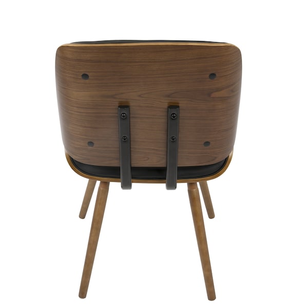 Lumisource Lombardi Dining/Accent Chair in Walnut with Black Faux Leather, PK 2 - CH-LMB WL+BK2