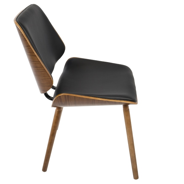 Lumisource Lombardi Dining/Accent Chair in Walnut with Black Faux Leather, PK 2 - CH-LMB WL+BK2