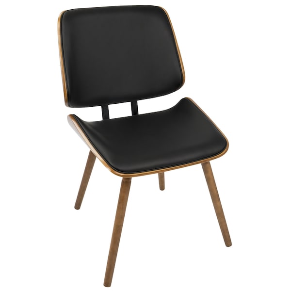 Lumisource Lombardi Dining/Accent Chair in Walnut with Black Faux Leather, PK 2 - CH-LMB WL+BK2