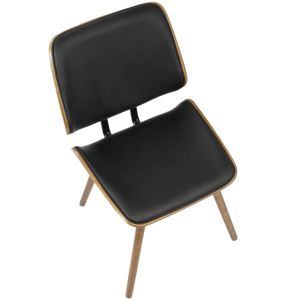 Lumisource Lombardi Dining/Accent Chair in Walnut with Black Faux Leather, PK 2 - CH-LMB WL+BK2