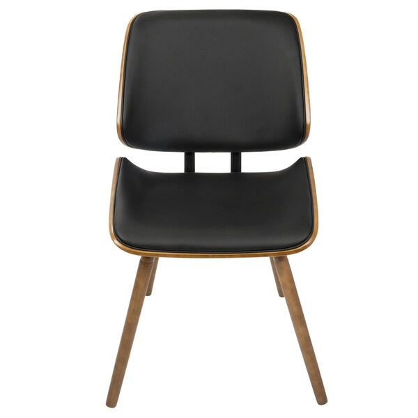 Lumisource Lombardi Dining/Accent Chair in Walnut with Black Faux Leather, PK 2 - CH-LMB WL+BK2