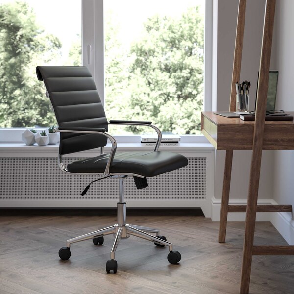 Flash Furniture Office Chair, Padded Arms, Black - BT-20595M-1-BK-GG