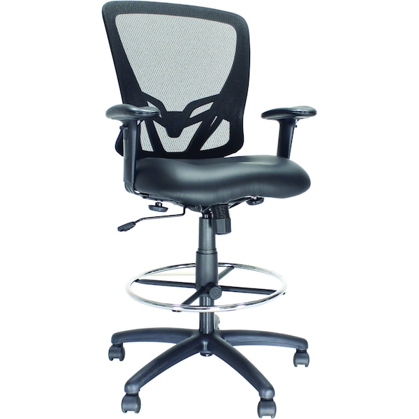 We'Re It Zapp-2 Black Mesh Back Drafting Stool with Footring and Black Eco-Leather Seat - OFD500ST-ECB