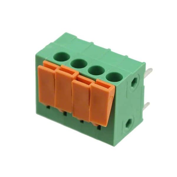 Fci Fixed Terminal Blocks Ha - 3.81 - 4P Screwless Rohs   Green Body @ Mark 180D - 20020303-D041B01LF