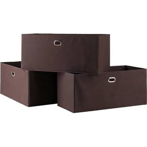 Winsome Trading Winsome Trading 38323 3 Piece Torino Folding Fabric Baskets Set; Chocolate - 38323
