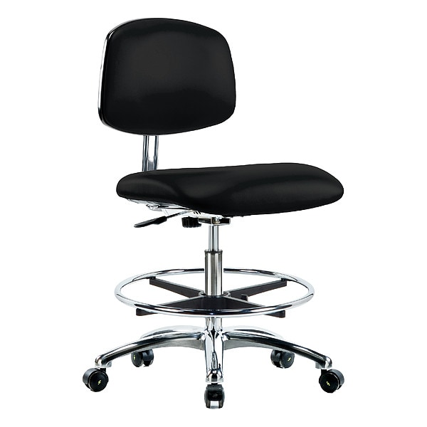 Zoro Select Medium Bench Chair Ergonomic Chair, 21-1/2" to 29" Height, Vinyl, Black - BR-ECR-VMBCH-CR-CF-EC-ESDBLK