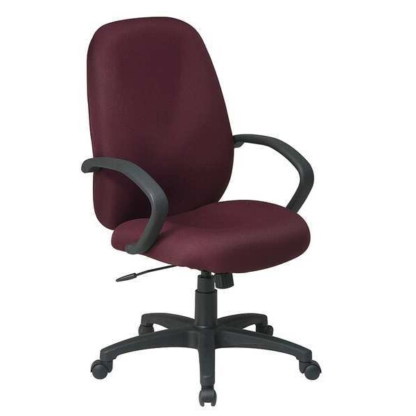 Office Star Exec Chair, Fabric, Burgundy, 19-23"Seat Ht, Back Width: 21" - EX2654-227