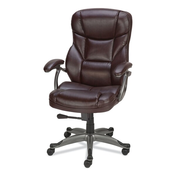 Alera Birns High-Back Task Chair, Up to 250 lb, 18.11" to 22.05" Seat Height, Brown Seat/Back, Chrome Base - ALEBN41B59