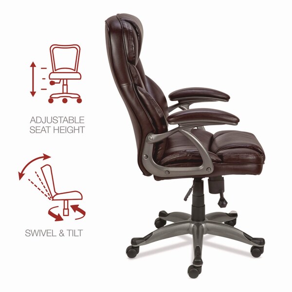 Alera Birns High-Back Task Chair, Up to 250 lb, 18.11" to 22.05" Seat Height, Brown Seat/Back, Chrome Base - ALEBN41B59
