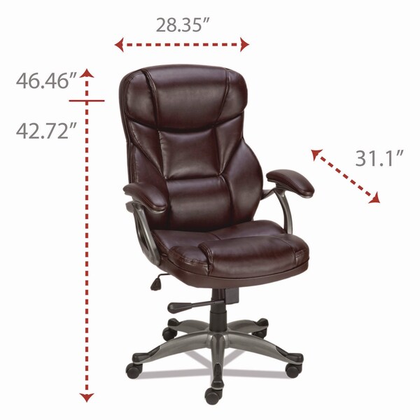 Alera Birns High-Back Task Chair, Up to 250 lb, 18.11" to 22.05" Seat Height, Brown Seat/Back, Chrome Base - ALEBN41B59