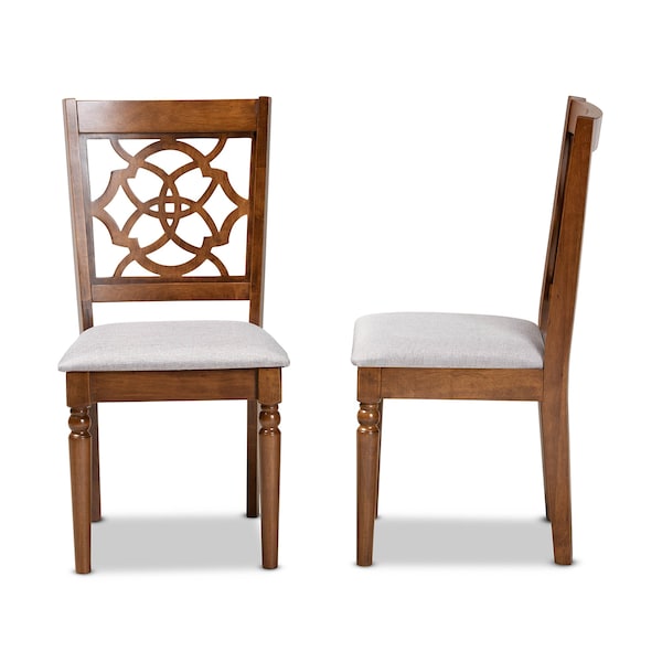 Baxton Studio Renaud Modern and Contemporary Grey Fabric and Walnut Brown Finished Wood 2-Piece Dining Chair Set - 176-10543-ZORO