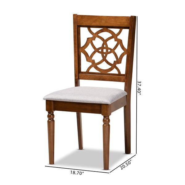 Baxton Studio Renaud Modern and Contemporary Grey Fabric and Walnut Brown Finished Wood 2-Piece Dining Chair Set - 176-10543-ZORO