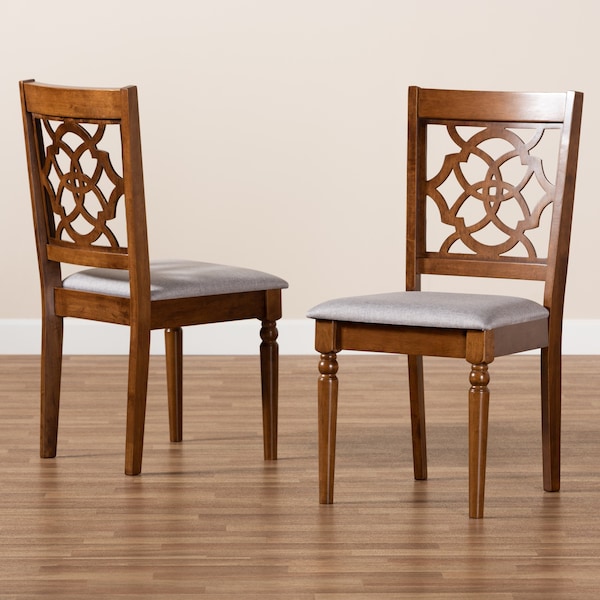 Baxton Studio Renaud Modern and Contemporary Grey Fabric and Walnut Brown Finished Wood 2-Piece Dining Chair Set - 176-10543-ZORO