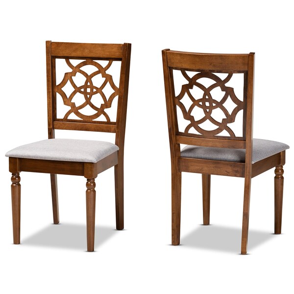 Baxton Studio Renaud Modern and Contemporary Grey Fabric and Walnut Brown Finished Wood 2-Piece Dining Chair Set - 176-10543-ZORO