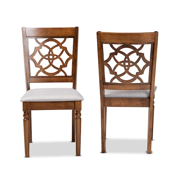 Baxton Studio Renaud Modern and Contemporary Grey Fabric and Walnut Brown Finished Wood 2-Piece Dining Chair Set - 176-10543-ZORO