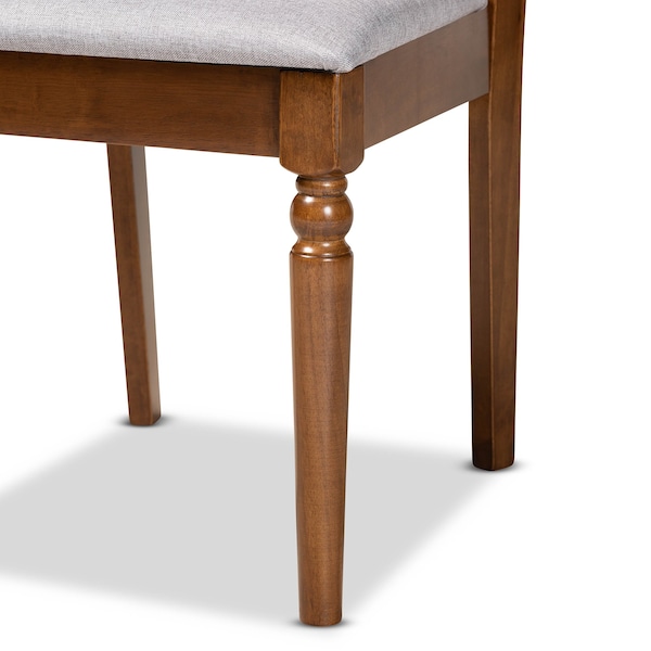 Baxton Studio Renaud Modern and Contemporary Grey Fabric and Walnut Brown Finished Wood 2-Piece Dining Chair Set - 176-10543-ZORO