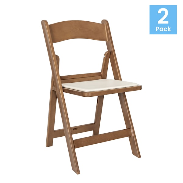 Flash Furniture HERCULES Commercial Chestnut Indoor/Outdoor Lightweight Wood Look Resin Folding Event Chair, 2PK - 2-L-1-WG-RESIN-CHSNT-GG