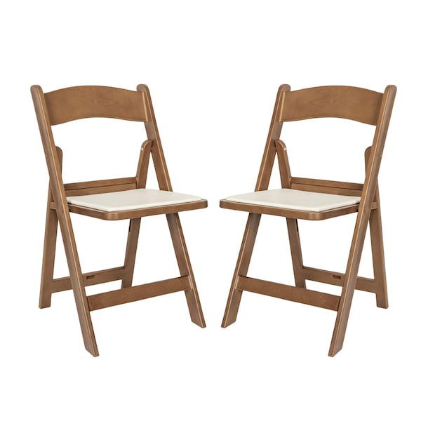 Flash Furniture HERCULES Commercial Chestnut Indoor/Outdoor Lightweight Wood Look Resin Folding Event Chair, 2PK - 2-L-1-WG-RESIN-CHSNT-GG