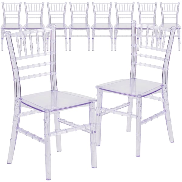 Flash Furniture Kids Crystal Transparent Chiavari Chair, PK10 - 10-LE-L-7K-CL-GG