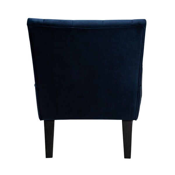 Baxton Studio Harmon Modern Navy Blue Velvet Fabric and Walnut Brown Finished Wood Accent Chair - 186-11686-ZORO