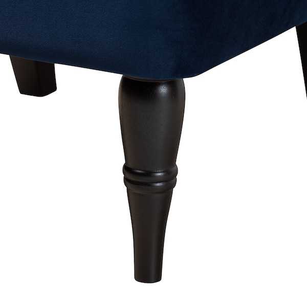 Baxton Studio Harmon Modern Navy Blue Velvet Fabric and Walnut Brown Finished Wood Accent Chair - 186-11686-ZORO