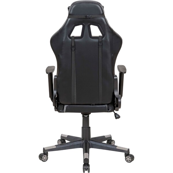 Global Industrial High Back Gaming Chair, Bonded Leather, Black/Gray - 695853GY