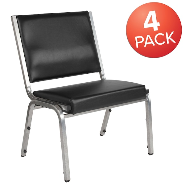 Flash Furniture 4 Pack HERCULES Series 1000 lb. Rated Black Antimicrobial Vinyl Bariatric Medical Reception Chair - 4-XU-DG-60442-660-1-BV-GG