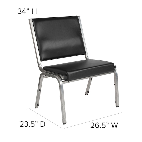 Flash Furniture 4 Pack HERCULES Series 1000 lb. Rated Black Antimicrobial Vinyl Bariatric Medical Reception Chair - 4-XU-DG-60442-660-1-BV-GG
