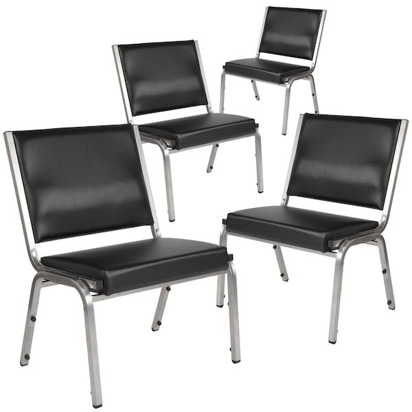 Flash Furniture 4 Pack HERCULES Series 1000 lb. Rated Black Antimicrobial Vinyl Bariatric Medical Reception Chair - 4-XU-DG-60442-660-1-BV-GG