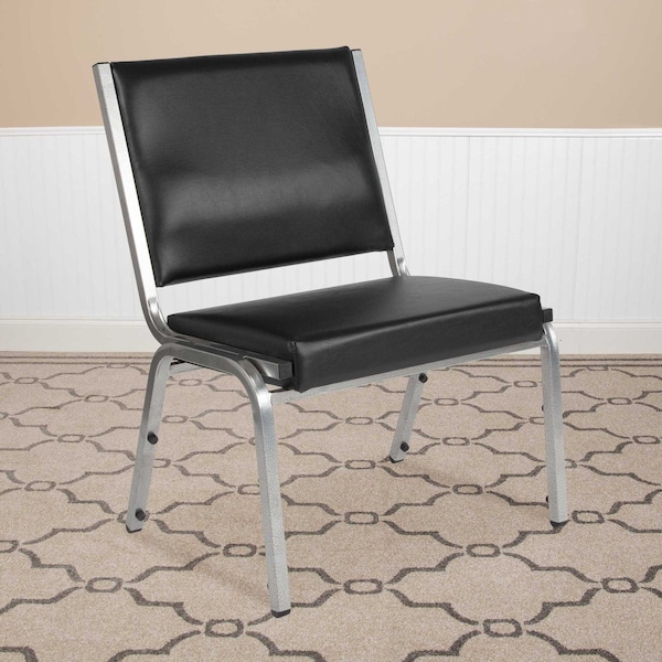 Flash Furniture 4 Pack HERCULES Series 1000 lb. Rated Black Antimicrobial Vinyl Bariatric Medical Reception Chair - 4-XU-DG-60442-660-1-BV-GG