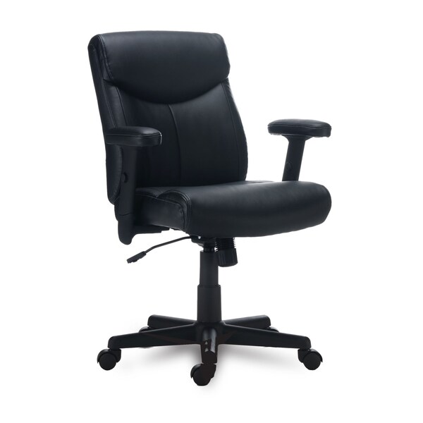 Alera Alera Harthope Leather Task Chair, Supports Up to 275 lb, Black Seat/Back, Black Base - ALEHH42B19