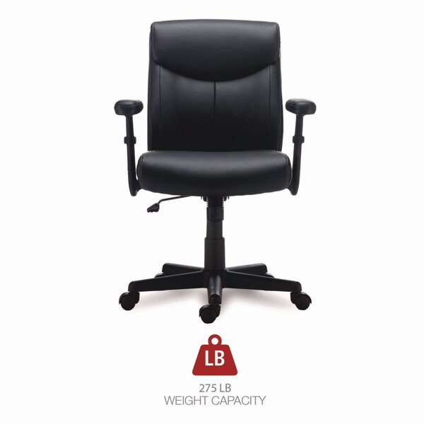 Alera Alera Harthope Leather Task Chair, Supports Up to 275 lb, Black Seat/Back, Black Base - ALEHH42B19
