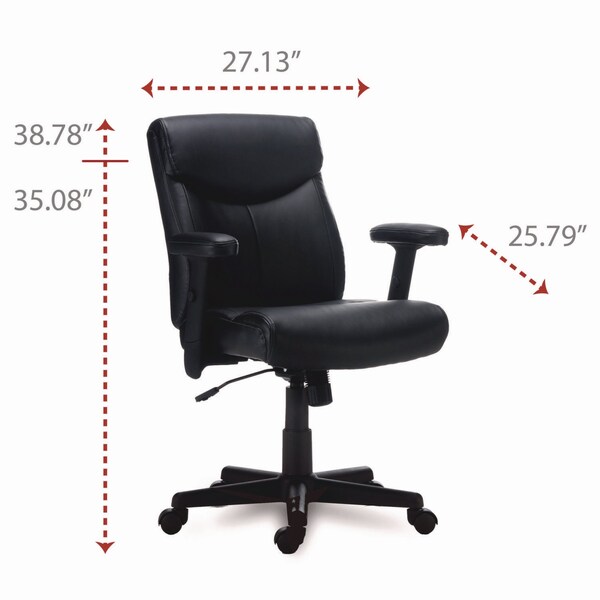 Alera Alera Harthope Leather Task Chair, Supports Up to 275 lb, Black Seat/Back, Black Base - ALEHH42B19