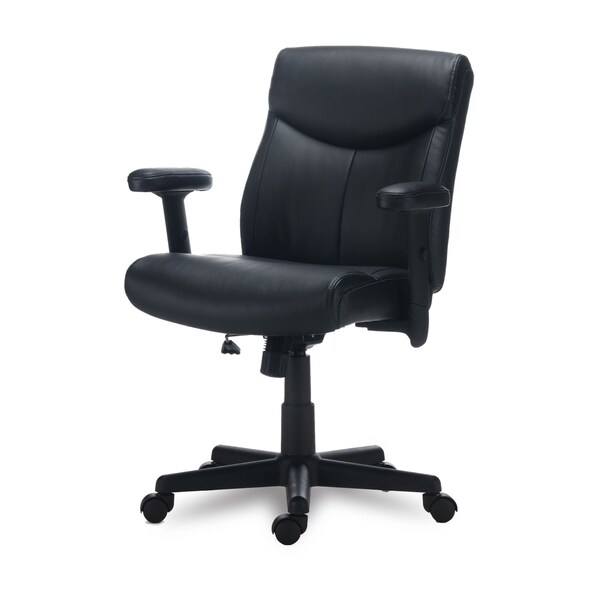 Alera Alera Harthope Leather Task Chair, Supports Up to 275 lb, Black Seat/Back, Black Base - ALEHH42B19
