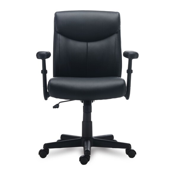 Alera Alera Harthope Leather Task Chair, Supports Up to 275 lb, Black Seat/Back, Black Base - ALEHH42B19